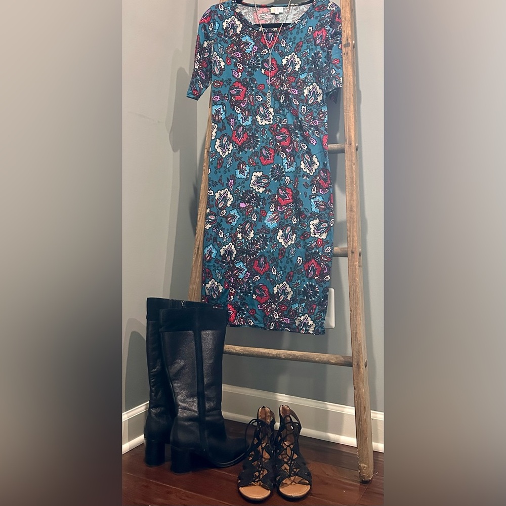LuLaRoe Blue Midi Dress for Casual Wear